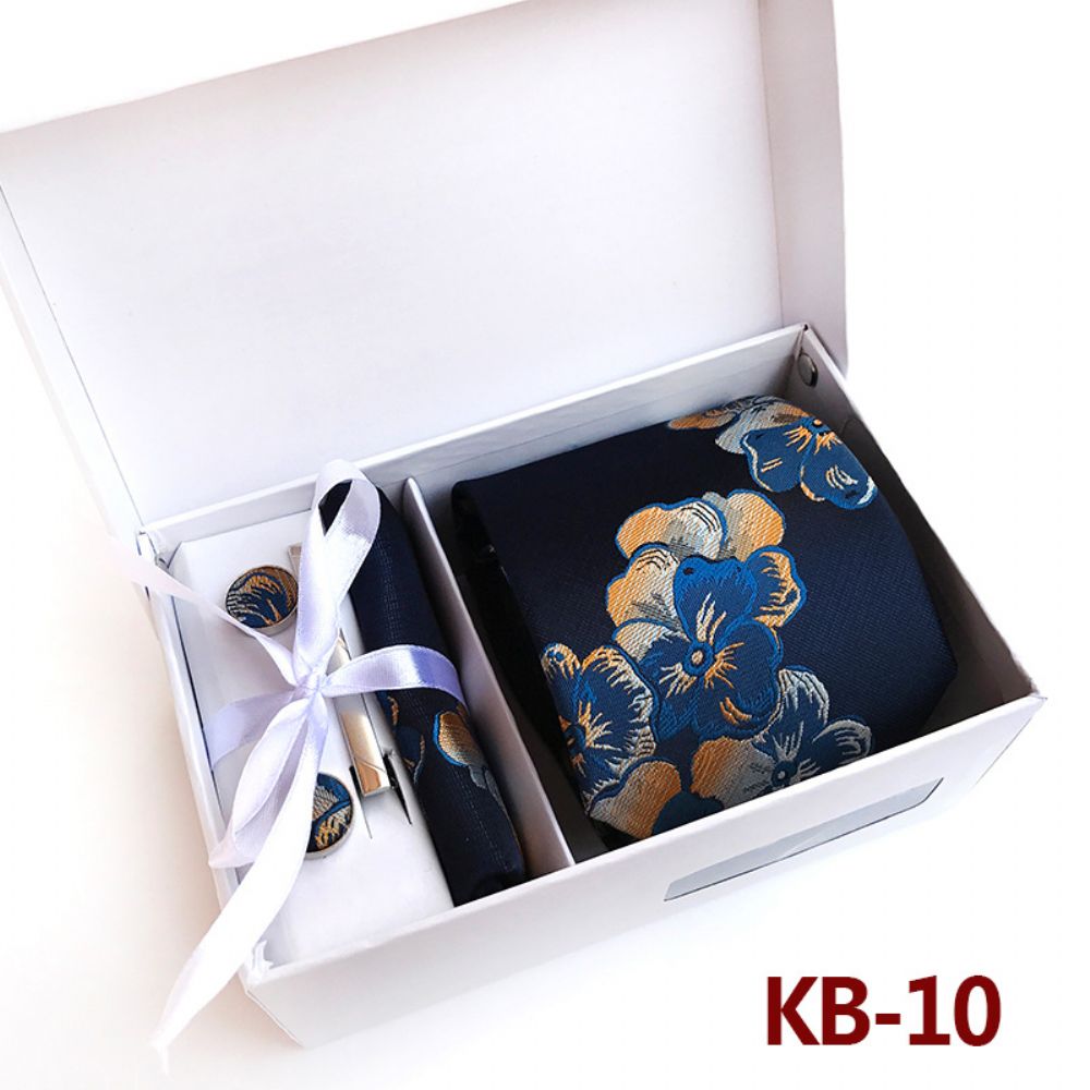 Coffret Cadeau Cravate Pour Homme Ensemble 6 Pièces Mariage À Grande Fleur