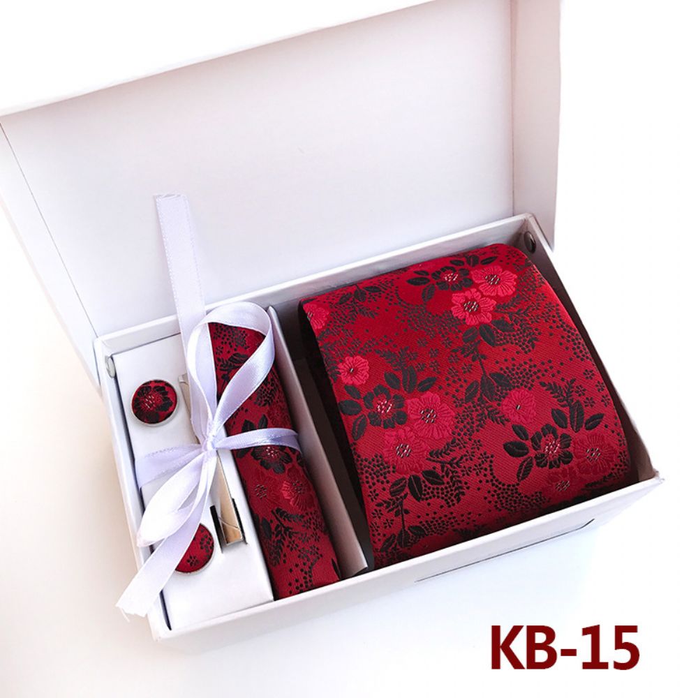 Coffret Cadeau Cravate Pour Homme Ensemble 6 Pièces Mariage À Grande Fleur