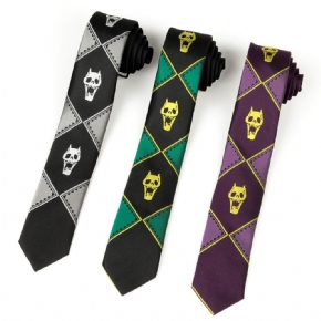 Cravate Bizarre Adventure Skull Noir Lazy Zipper Tie Pour Homme