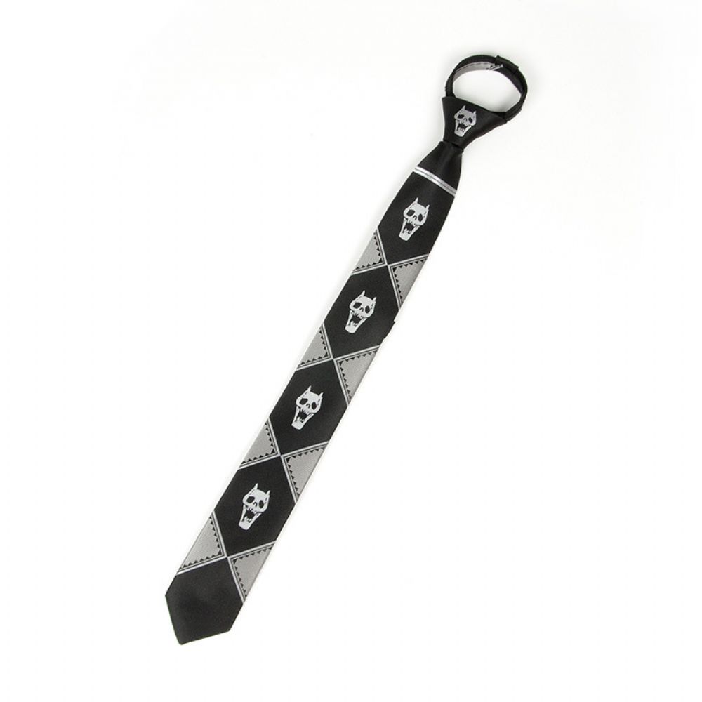 Cravate Bizarre Adventure Skull Noir Lazy Zipper Tie Pour Homme