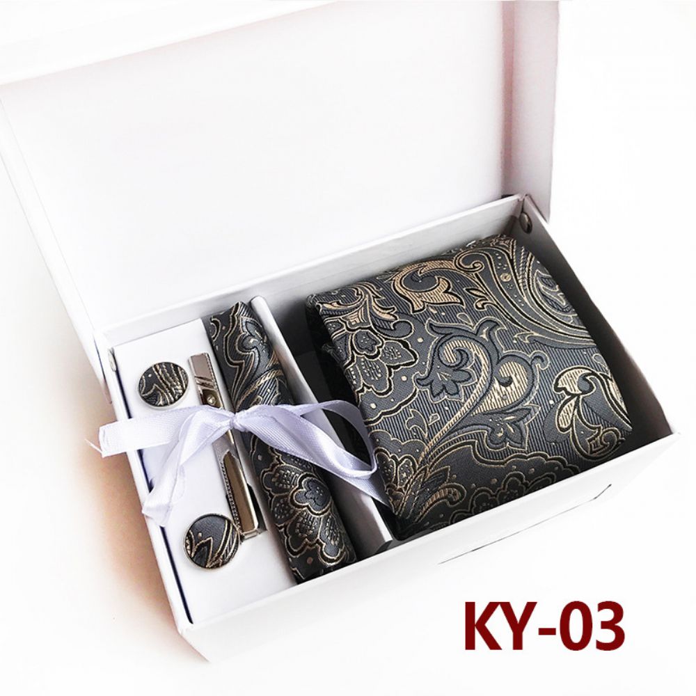 Cravate Coffret Cadeau 6 Pièces Boîte Mariage Ensemble