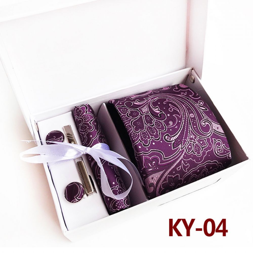 Cravate Coffret Cadeau 6 Pièces Boîte Mariage Ensemble