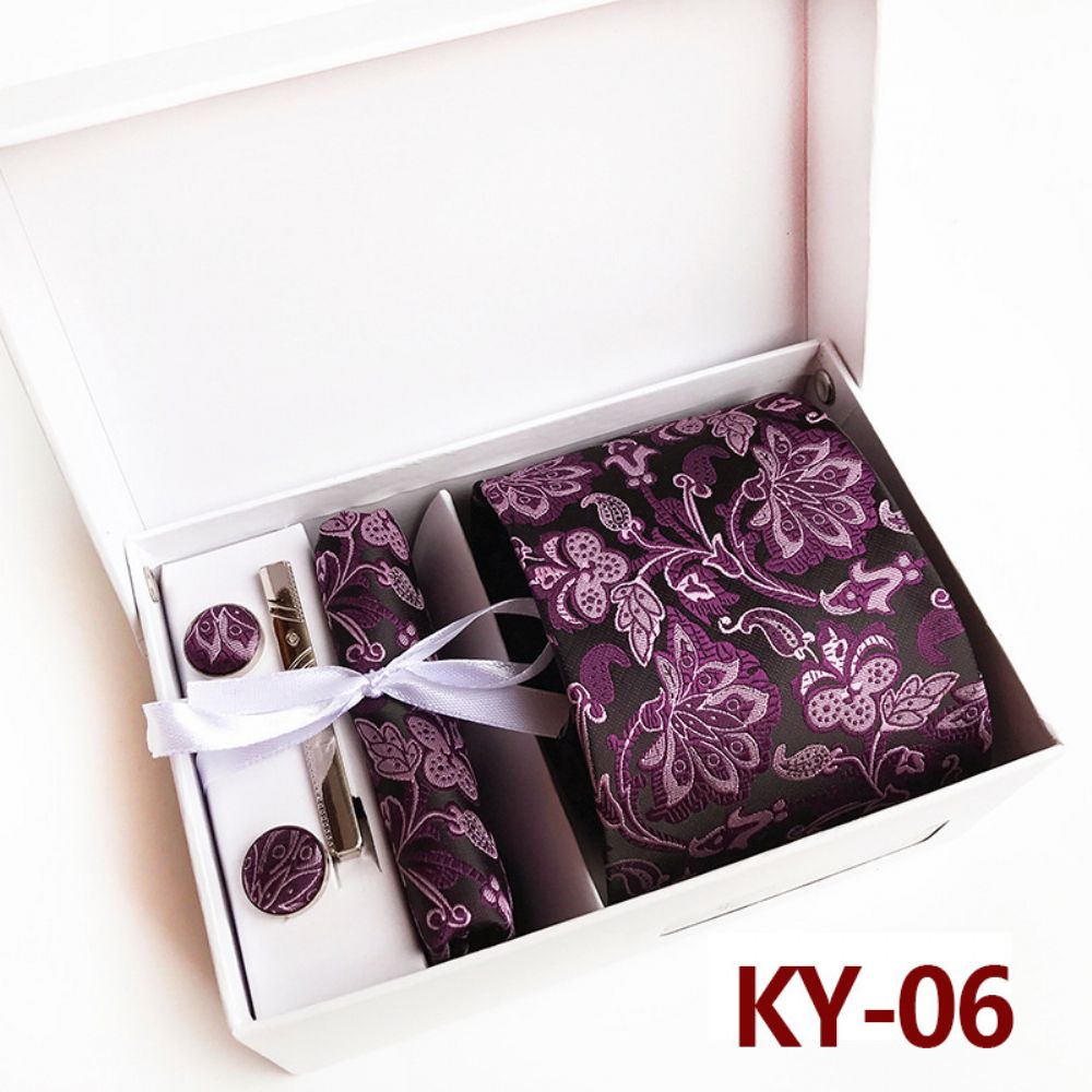 Cravate Coffret Cadeau 6 Pièces Boîte Mariage Ensemble