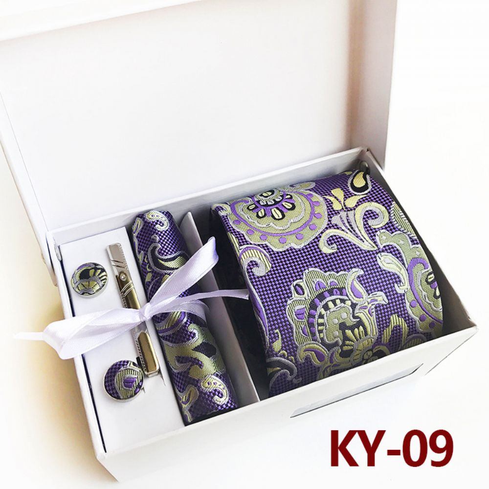 Cravate Coffret Cadeau 6 Pièces Boîte Mariage Ensemble