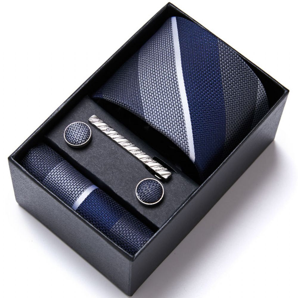 Ensemble Coffret Cadeau Cravate Pour Hommes Formel Affaires Mariage Travail Groupe Chemise Accessoires Été