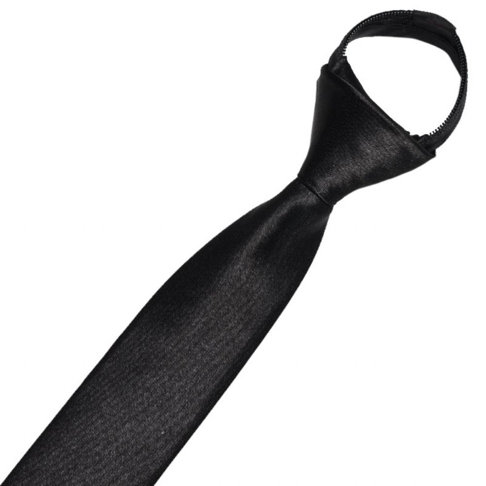 Lazy Zipper Narrow Tie Men's Dress British 5cm Professional Black