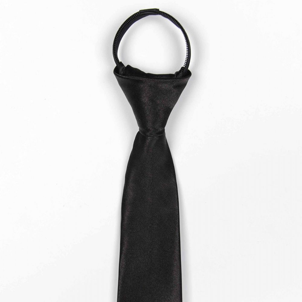 Lazy Zipper Narrow Tie Men's Dress British 5cm Professional Black